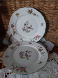 5 assiettes à dessert vintage en porcelaine fleurie – France